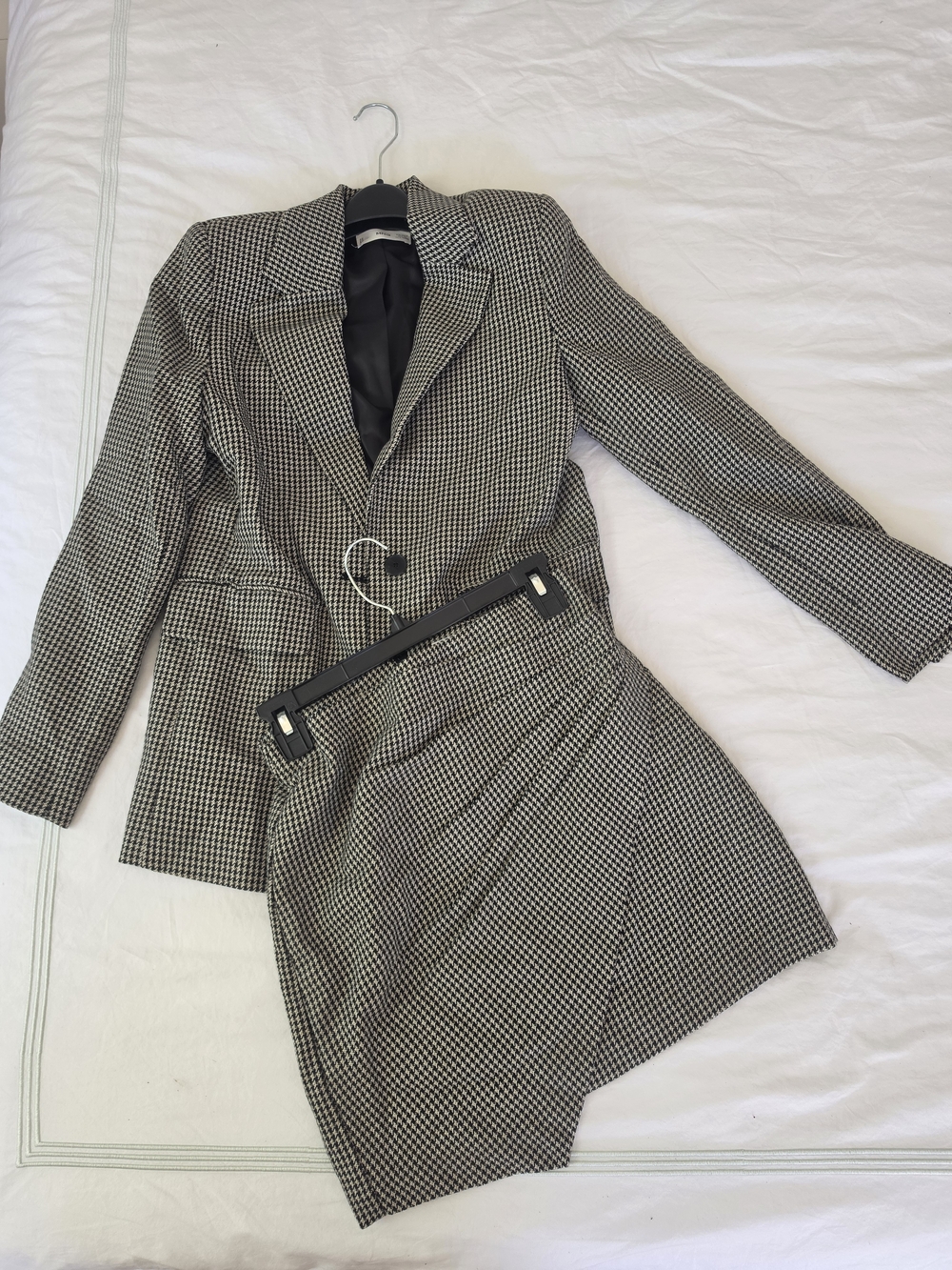 Mango Black & White Houndstooth Blazer and Skirt Set
